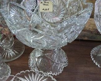 Lot 508 Cut Glass  Footed Punch Bowl  2 pc  150