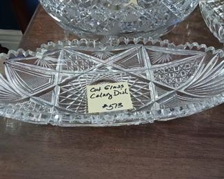 Lot 513  Cut Glass Celery dish    25