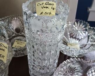 Lot 514  Cut Glass Thick Cut 9" Vase  60