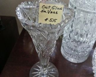 Lot 515 small cut glass 7" trumpet Vase   25