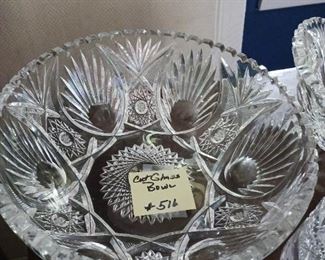 Lot 516 Cut Glass star and Fan Bowl 10" round   80