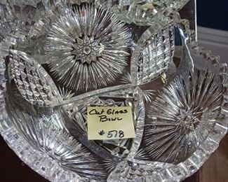 Lot 518  Cut Glass strawberry and starburst bowl  70