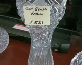 Lot 521  Cut Glass Flared zipper Vase            50