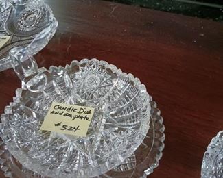 Lot 524 lot 2 Cut Knappy and flat dish   25 for 2