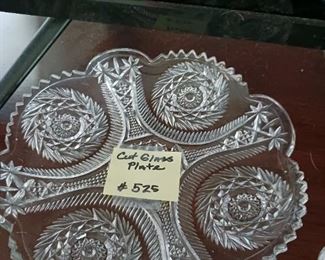Lt 525  Cut Glass Plate 7" round flat    20