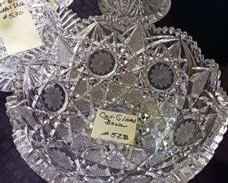 Lot 528 Cut Glass 7" diamond flower Bowl  60