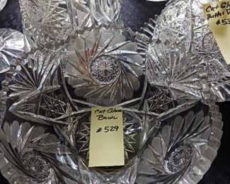 Lot 529  Cut Glass 7" pinwheel Bowl   50