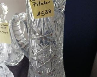 Lot 533 Cut Glass Lemonade Pitcher   75