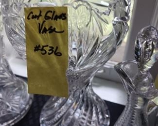 Lot 536  Cut Glass Flared Corset Vase   60