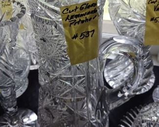 Lot 537  Cut Glass Star Panel Lemonade Pitcher   80