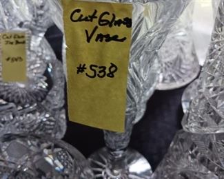 Lot 538 Small Trumpet Footed Cut Glass Vase   30