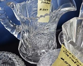 Lot 547 Cut Glass Pinwheel Pitcher    70
