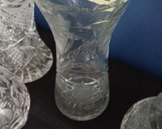 Lot 562  Small Cut Glass 7" etched Vase   30