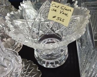 Lot 565  Cut Glass short 4" flared Vase   30