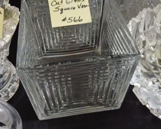 Lot 566 Cut Glass square Vase/Bowl   5"   40