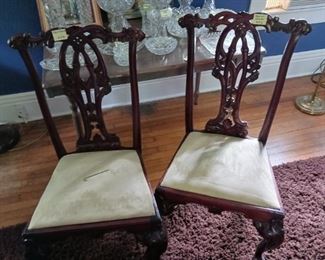Lot 576  Pair Chippendale Chairs   100