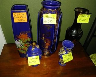 Lot 590  CHOICE  on Blue Vases,  small 10, Large 15