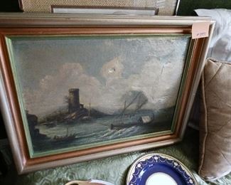 Lot 597   Castle By the sea Painting repaired     60