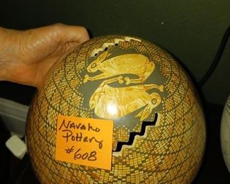 Lot 608  Navajo pottery lidded puzzle Bowl/vase      60