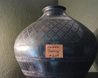 Lot 609 Navajo Black pottery Vase signed    100