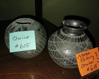 Lot 615  CHOICE small signed Black Navajo pots  20 ea.