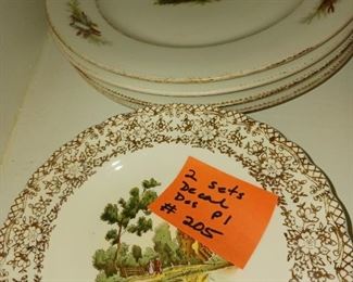 Lot 205  Group lot decal dessert Plates   16