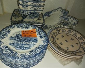 Lot 210  Group lot Blue Transfer dishes Various  45 all
