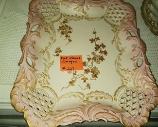 Lot 227 Pink Pierced Limoges Tray   20