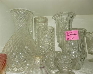 Lot 237 Group lot candleholders, Vases Glass   60 all