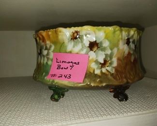 Lot 243  Footed Limoges Bowl with flowers  20