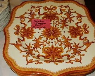 Lot 256 Set Spode Indian Red Square salad plates  30 set