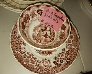 Lot 262  Old red Trasnfer Cup saucer    20