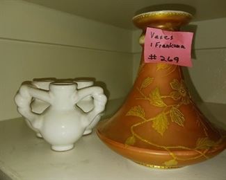 lot 269  Franhoma pcs and Glass Painted Vase     20