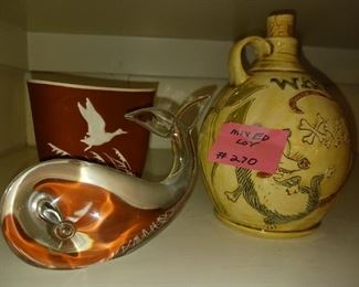 Lot 270   Group Glass whale, ewer, German Vase      15