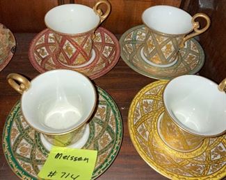 Lot 714     4 Meissen Cups and saucers    60 set