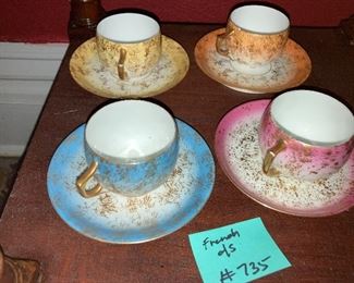 Lot 735 set 4 french Demi Cup and saucer sets   20 all