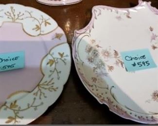 Lot 595  CHOICE Pink Old Paris Style Plates  10 each
