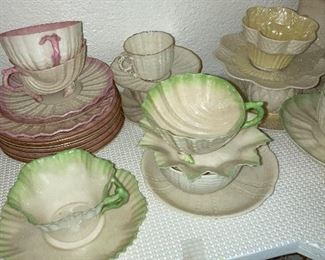 Lot 702 Grouping of Beleek Cups and saucers (Not Green edge)    150 lot