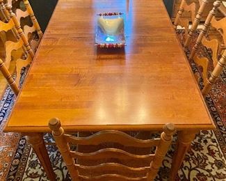 Ethan Allen Maple Dining Table / Ladder Back Chairs