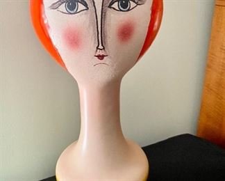 Hand Painted Ceramic Italian Hat / Wig Mannequin 