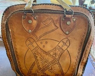 Vintage Leather Bowling Bowl Bag