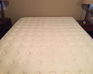 Plush, queen size mattress, box springs and frame. Clean, like new.