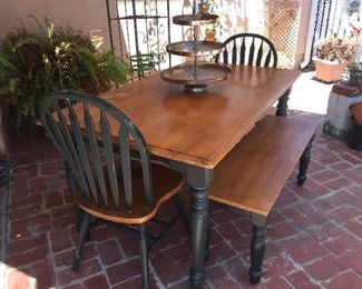 Farm table with bench.