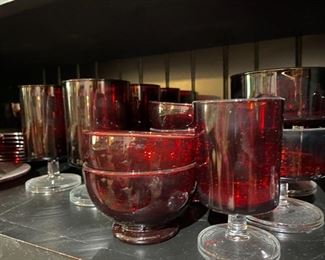 Red footed glassware