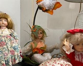 Fine porcelain dolls plus an adorable fairy lamp