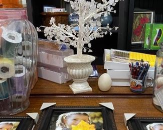 Lovely hall tables, Tulle Ribbons (we have boxes and boxes of tulle), Useful Crystal Tree, Ribbon Boxes, etc., etc.