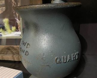 "Pound Sand" Antique Cast Iron Mortar & Pestle Assay Gold/Silver Mining