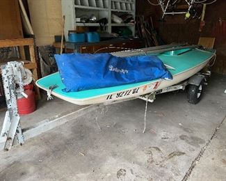 1973 Vintage Butterfly Barnett Sailboat; sail, & mast (have sailboat & trailer title)  Dilly Trailer