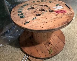 General Cable wooden cable reel spool; makes a great side table