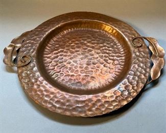 Vintage Arts and Crafts Style Hammered Copper Tray